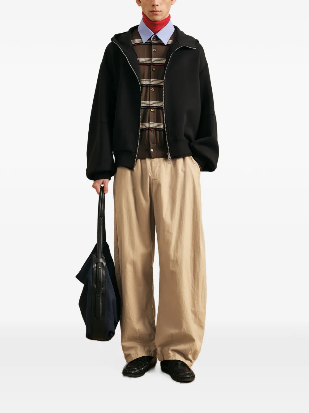 CROQUIS Ruimvallende broek met gewelfde pijpen Beige
