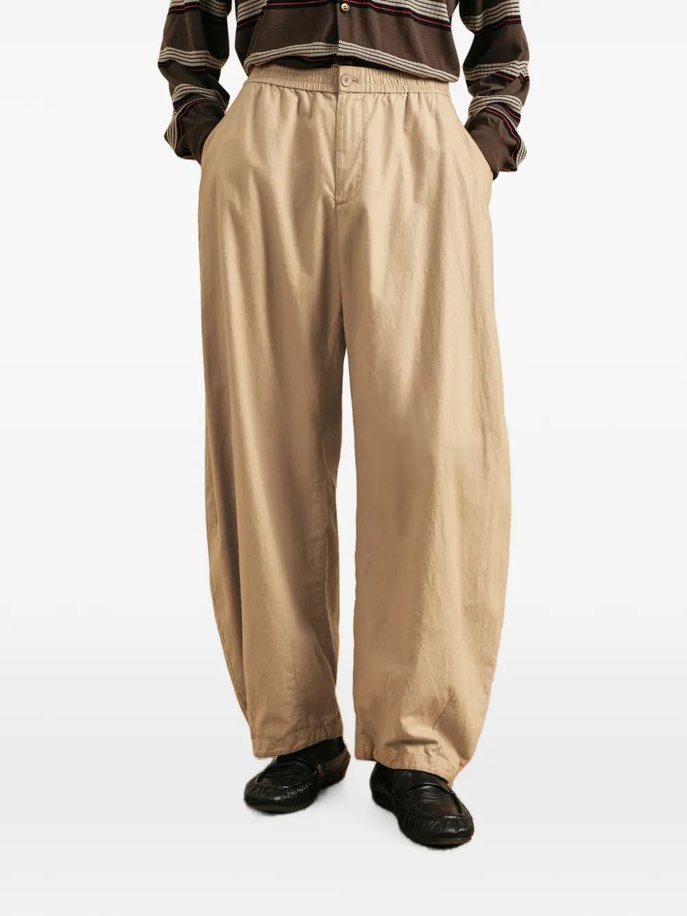 CROQUIS Ruimvallende broek met gewelfde pijpen Beige