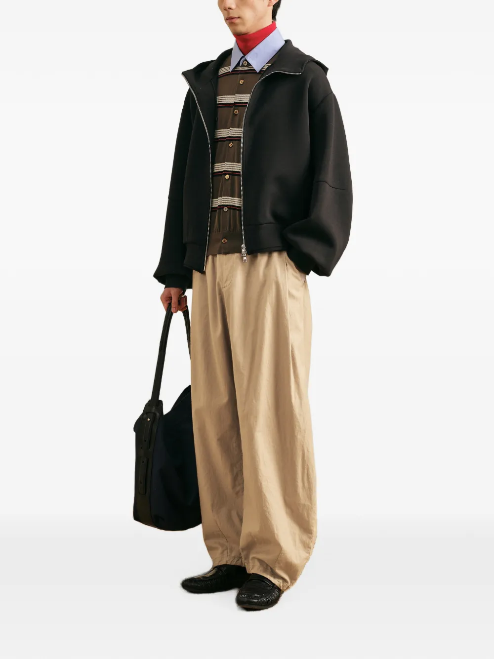 CROQUIS Ruimvallende broek met gewelfde pijpen Beige