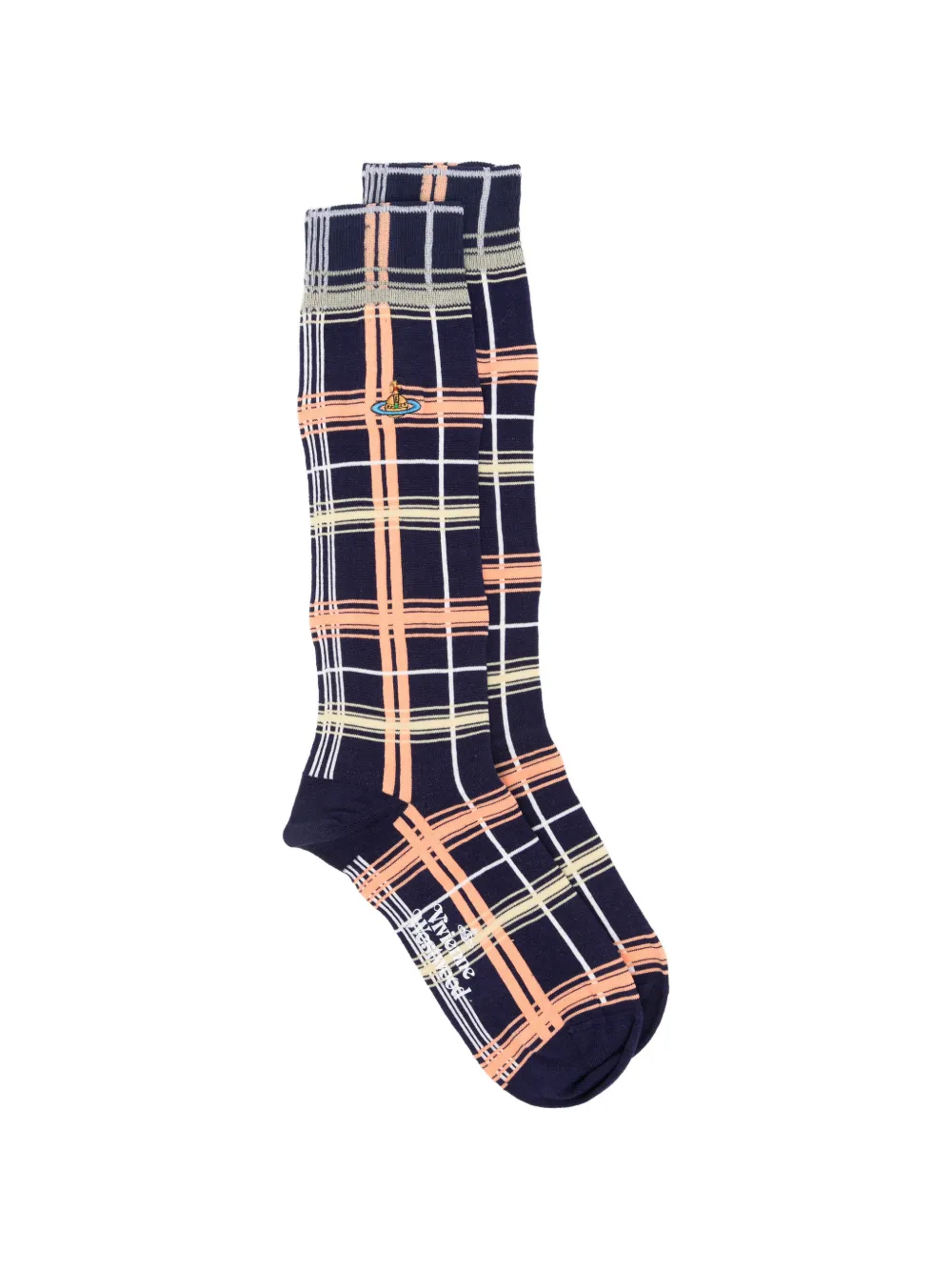 Vivienne Westwood Orb-embroidered check-pattern socks - Blu