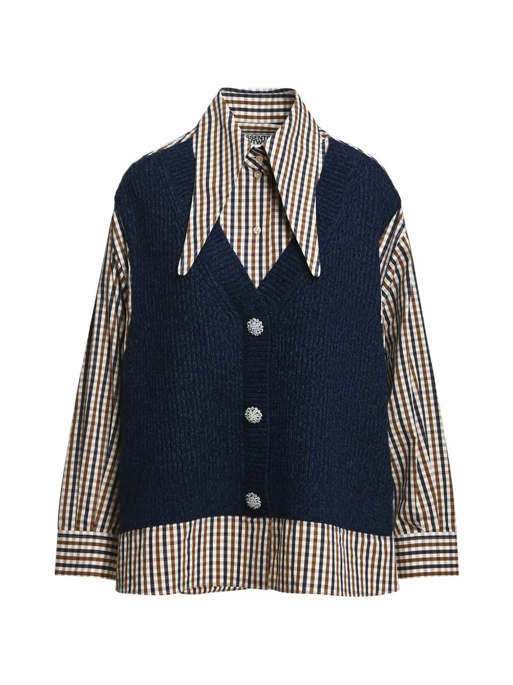 Essentiel Antwerp check-pattern crystal-embellished shirt