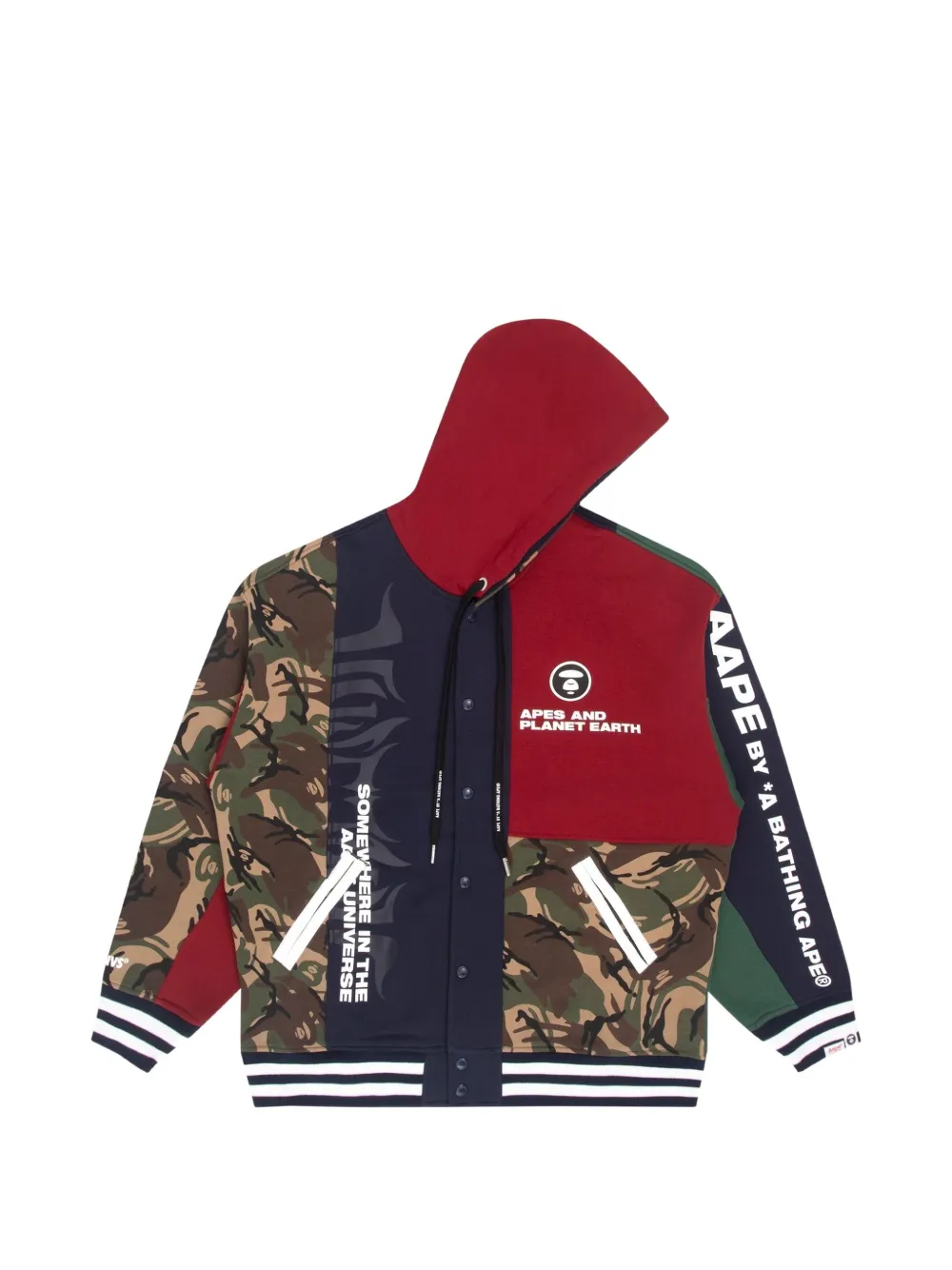 AAPE BY *A BATHING APE® camouflage-print button-fastening hoodie · S