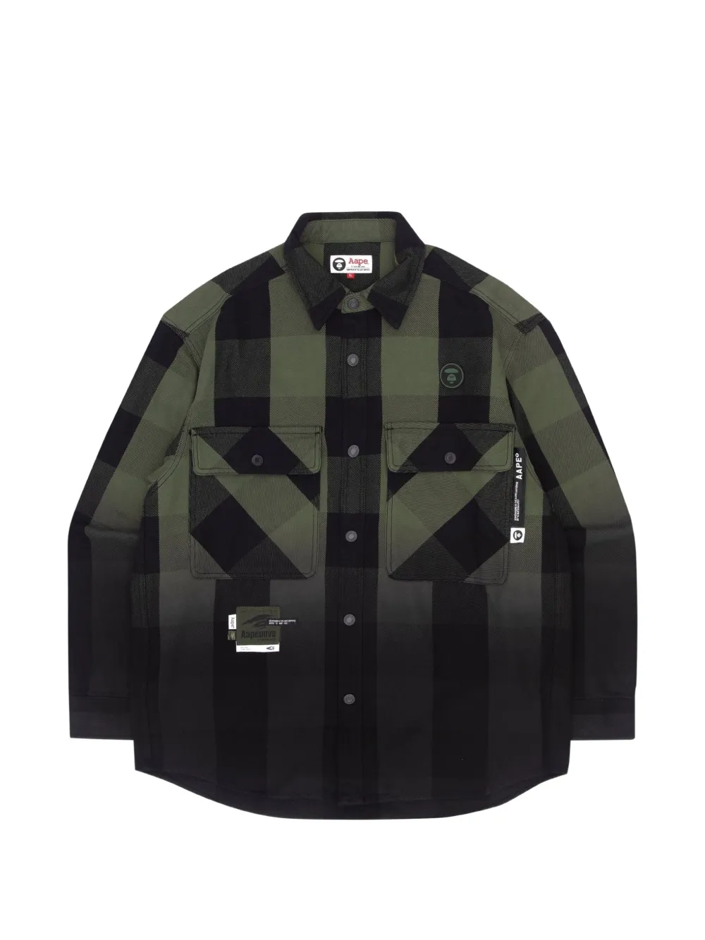 AAPE BY *A BATHING APE® Moonface gradient-effect plaid shirt · XL