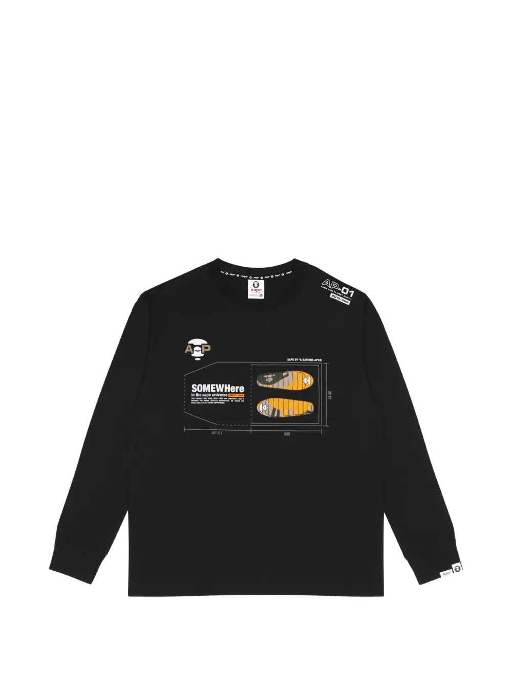 AAPE BY *A BATHING APE® Moonface graphic-print long-sleeve T-shirt · L