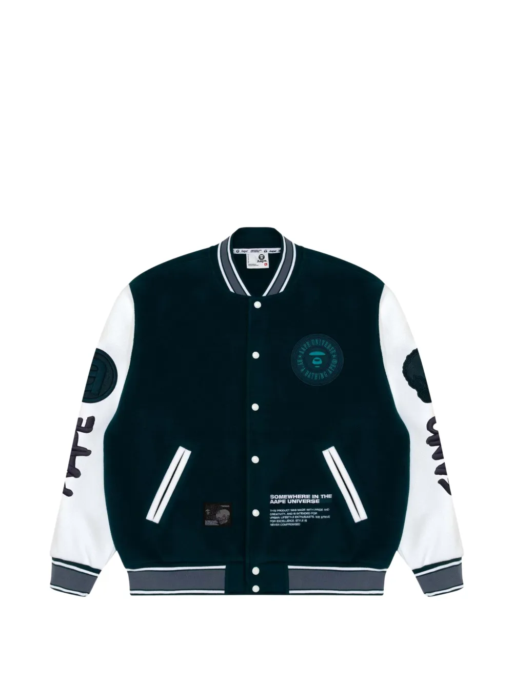 AAPE BY *A BATHING APE® Moonface embroidered baseball jacket · M