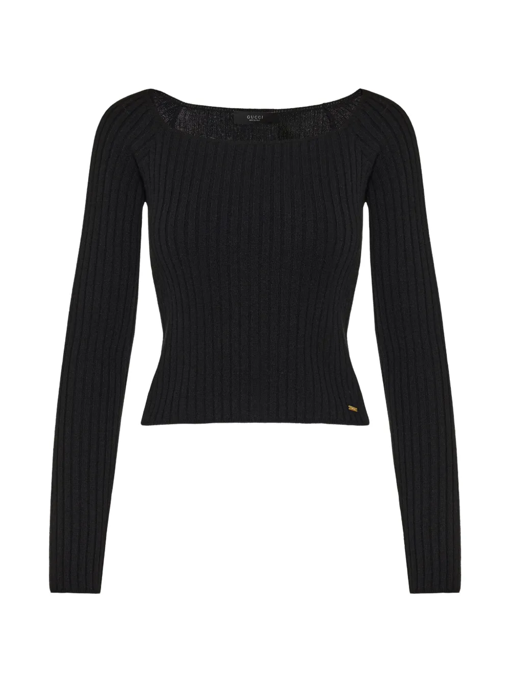 Gucci soft rib wool-cashmere top with tag Zwart