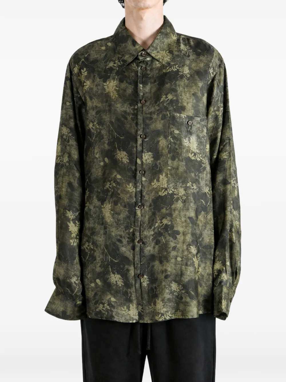 Uma Wang Overhemd met bloemenprint Groen