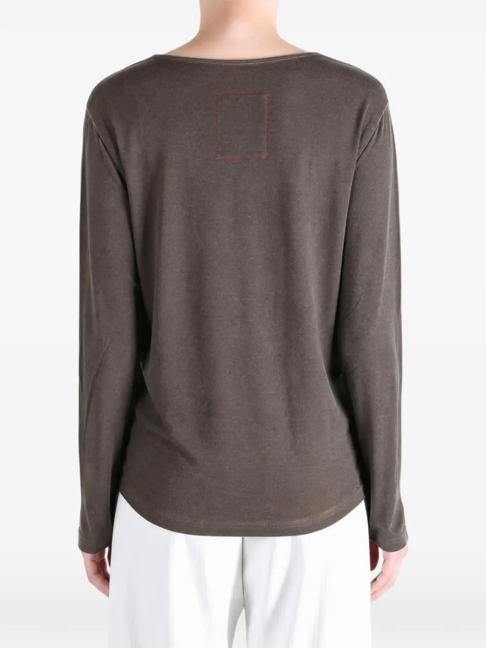 Uma Wang T-shirt met lange mouwen en strik in de taille Bruin