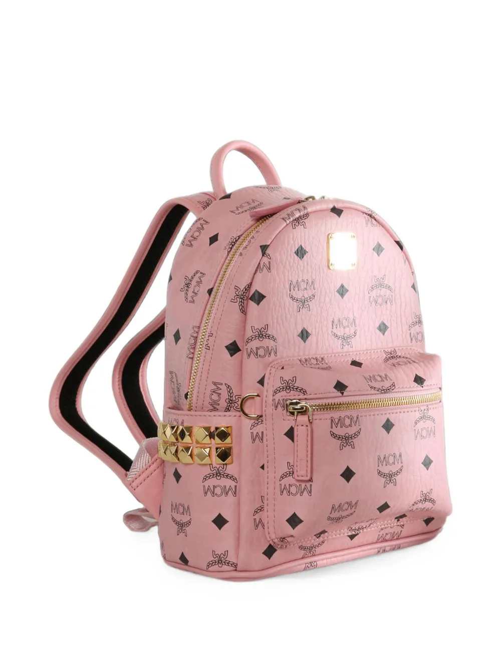 MCM Stark mini-rugzak met monogram-print en studs Roze
