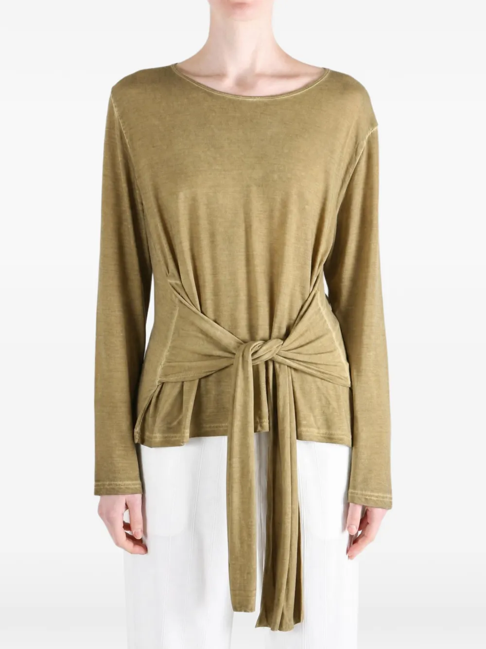 Uma Wang Top met lange mouwen en strik Groen