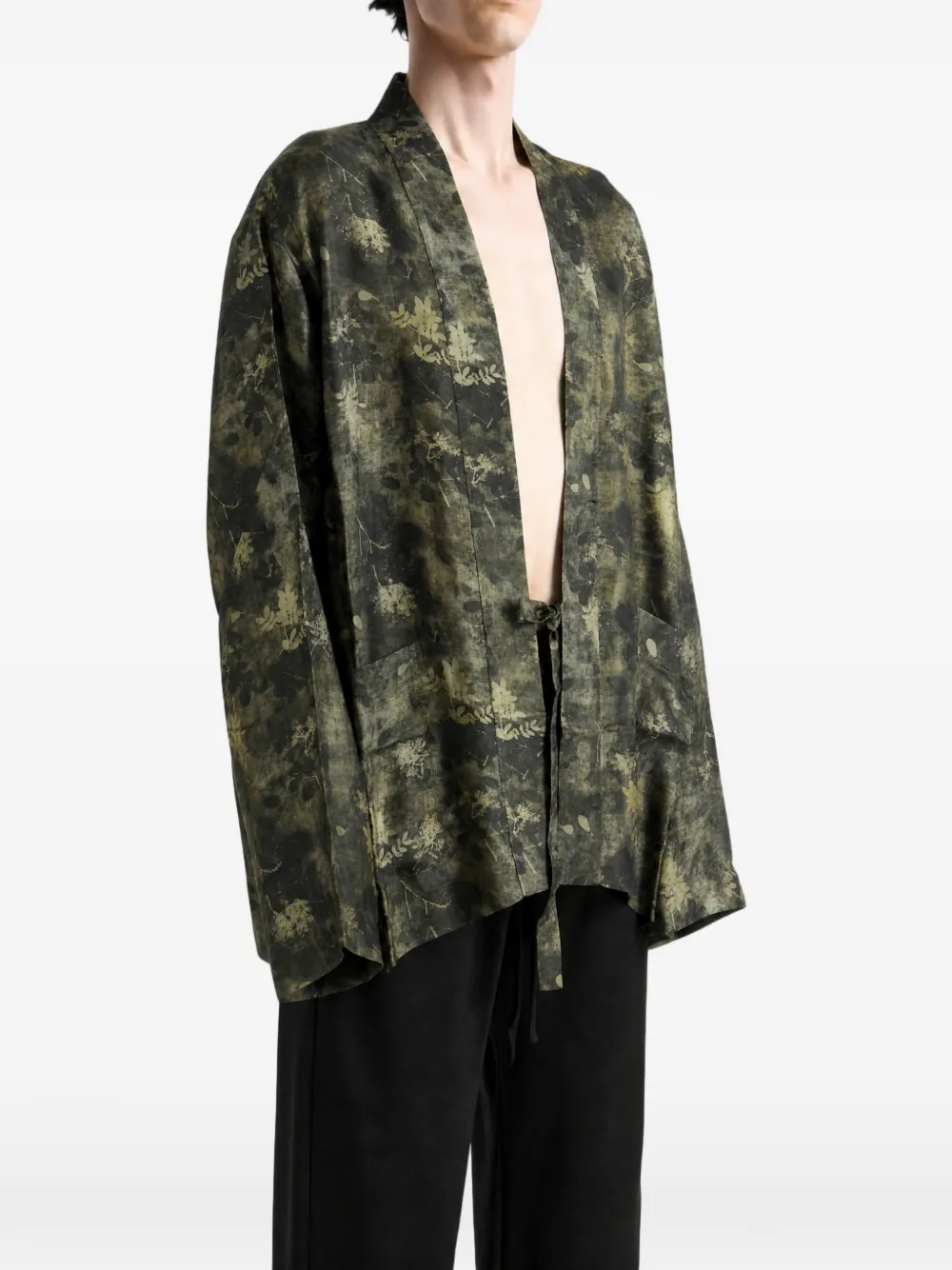 Uma Wang Khloe jack met bloemen-print en striksluiting Groen