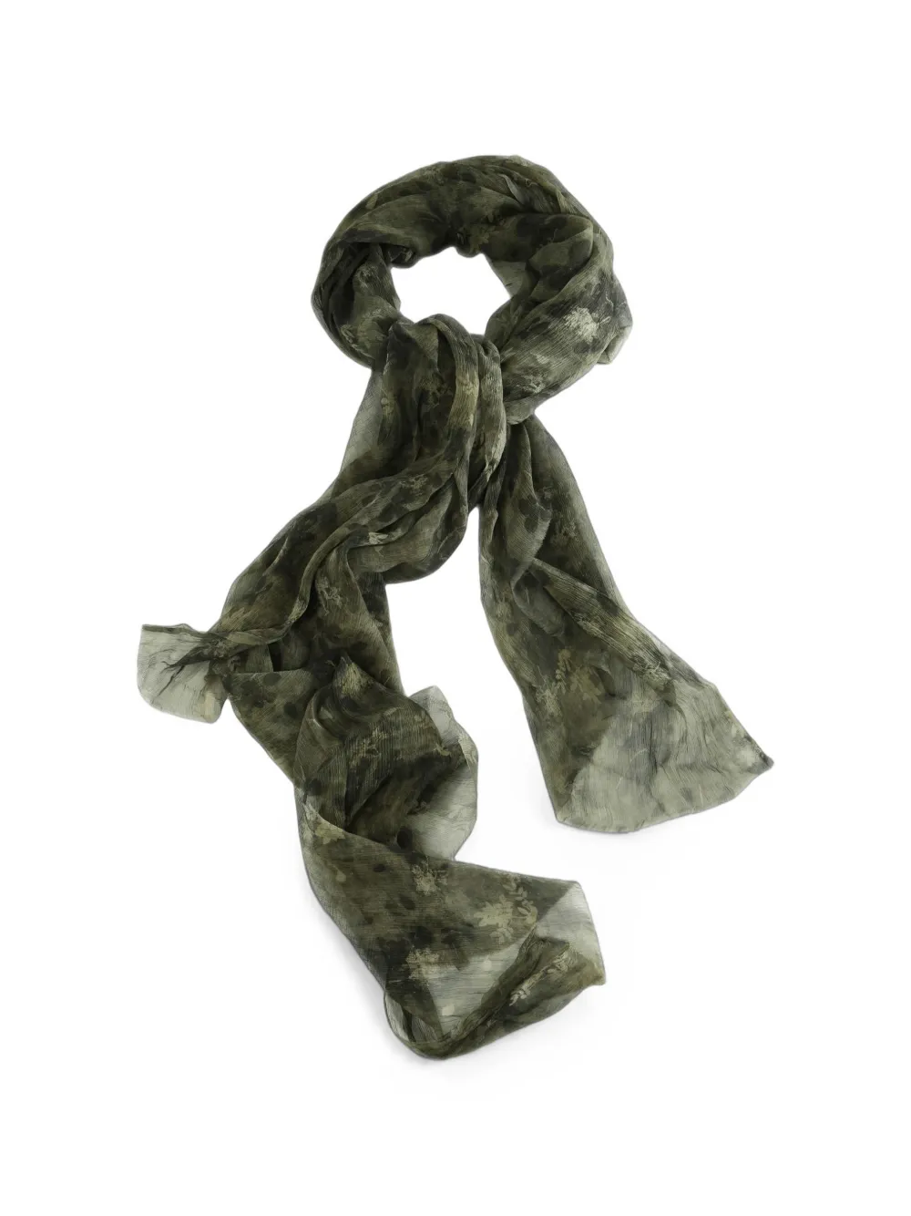 Uma Wang Sjaal met bloemenprint en gekreukt effect Groen