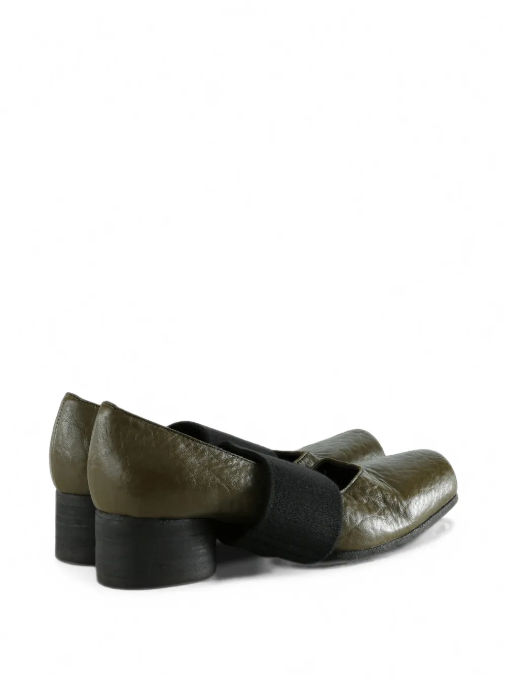 Uma Wang elasticated-strap square-toe ballet flats Groen