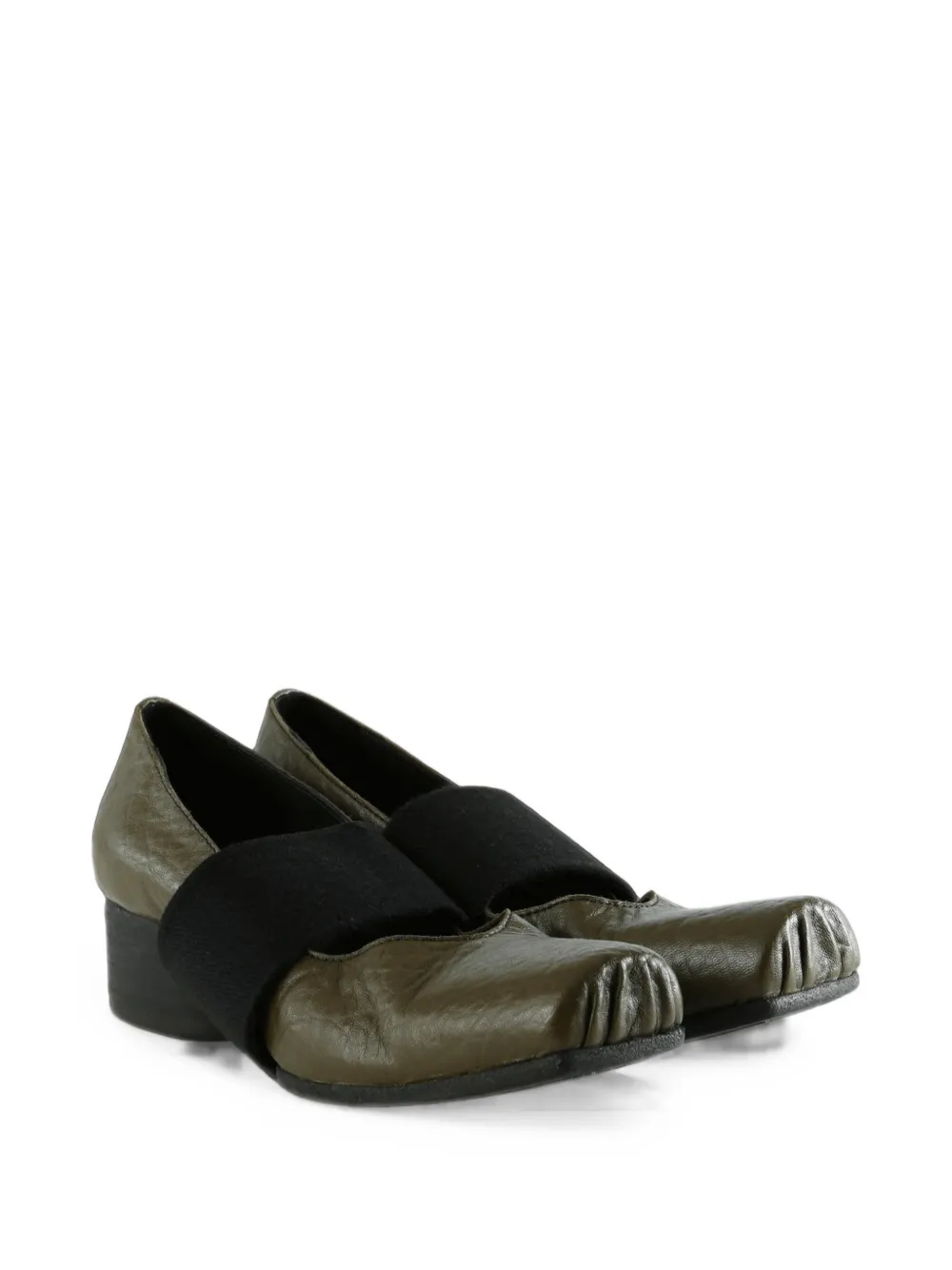 Uma Wang elasticated-strap square-toe ballet flats Groen
