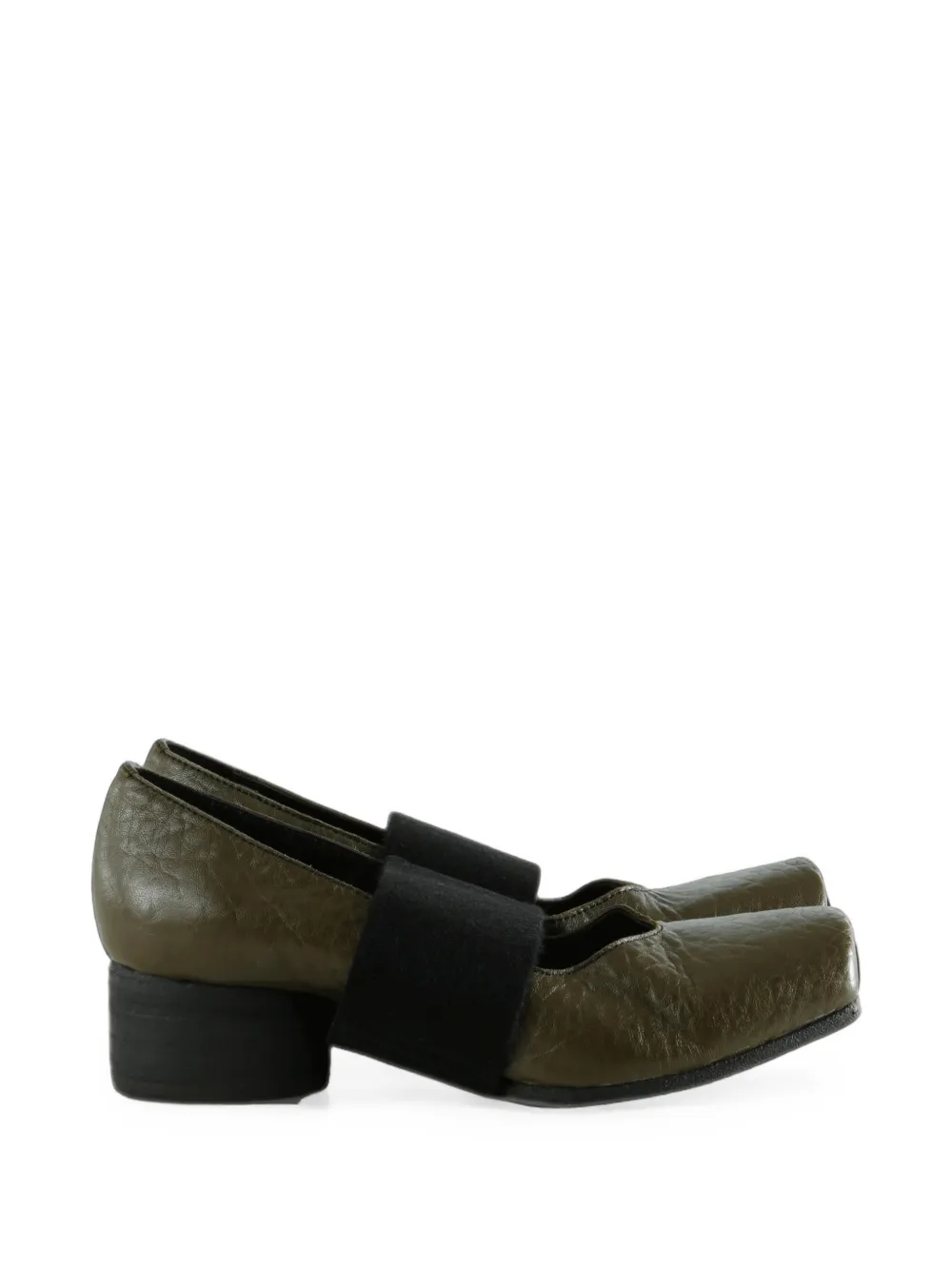 Uma Wang elasticated-strap square-toe ballet flats - Grün