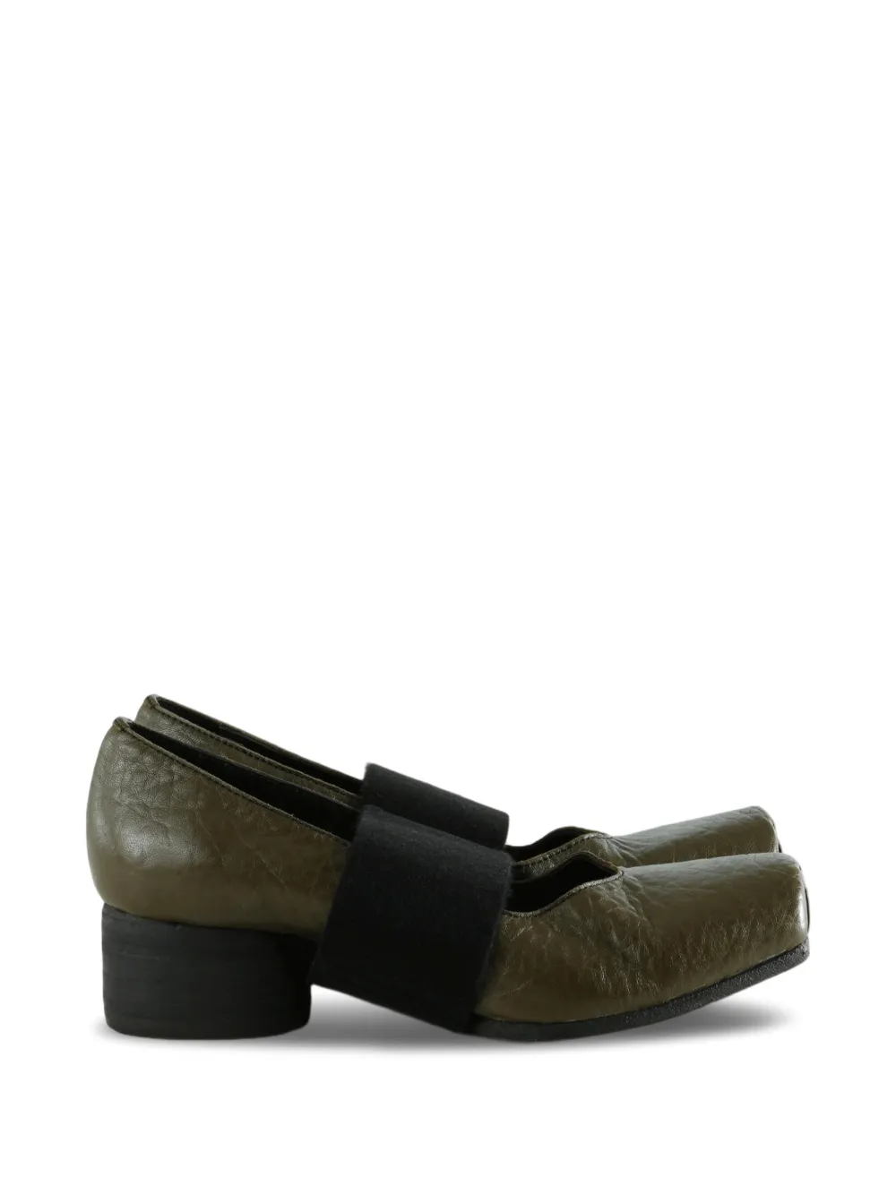 Uma Wang elasticated-strap square-toe ballet flats Groen