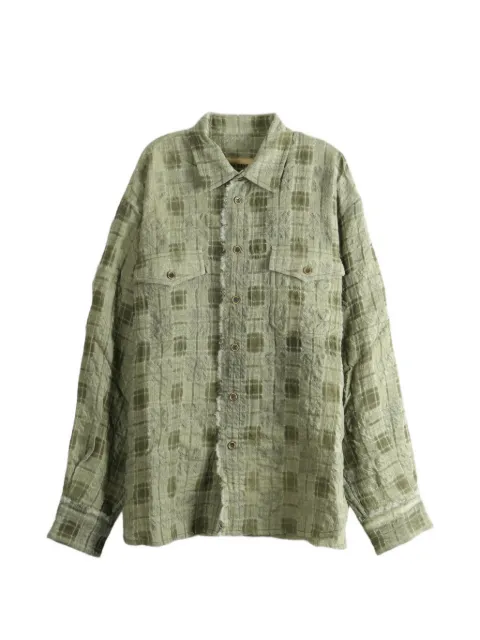 Uma Wang check-pattern frayed-edge shirt