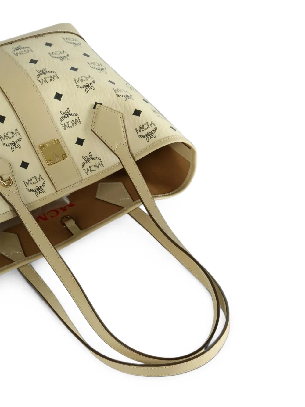 MCM Kleine New Liz shopper met monogramprint Beige