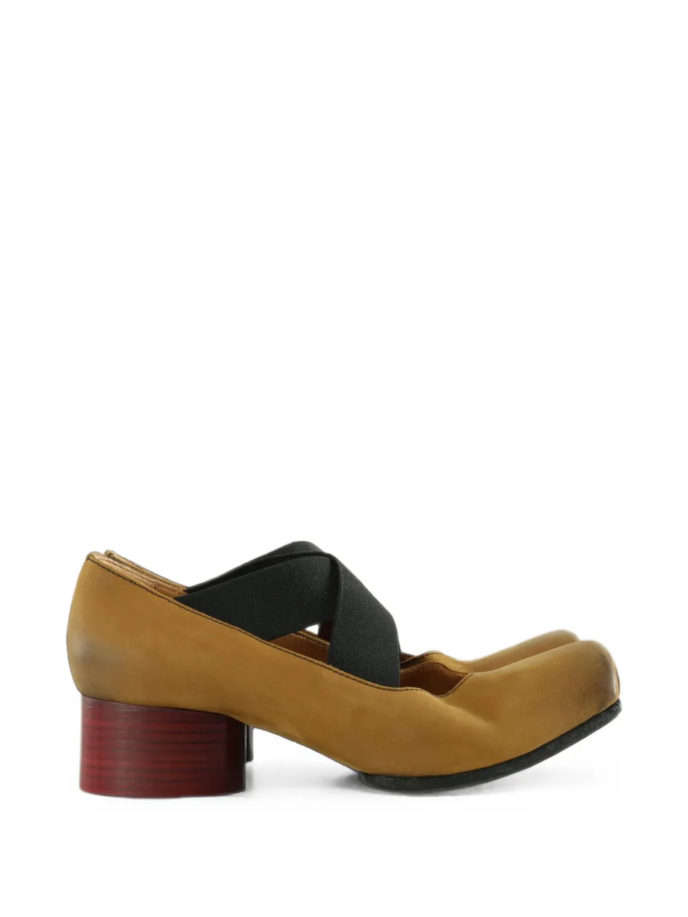 Uma Wang cross-strap pleated-toe ballet flats - Toni neutri