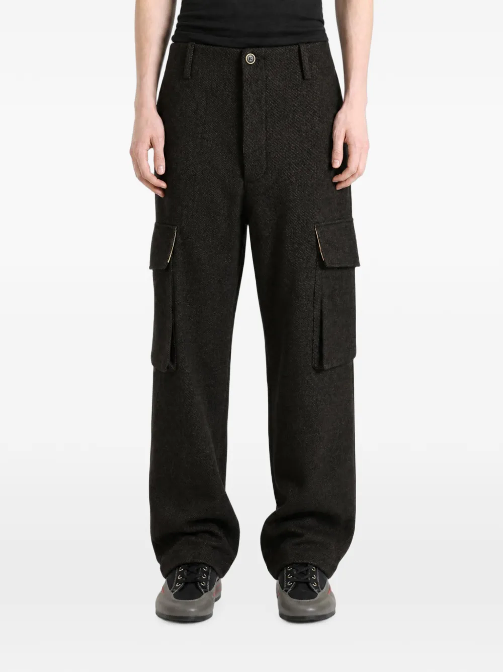 Uma Wang patch-pocket cargo pants Zwart