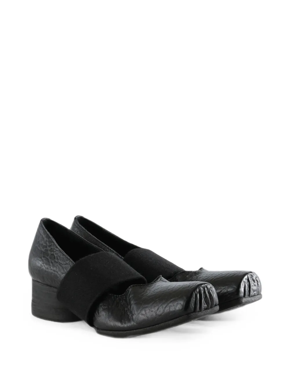 Uma Wang crinkled-effect block-heel ballet pumps Zwart