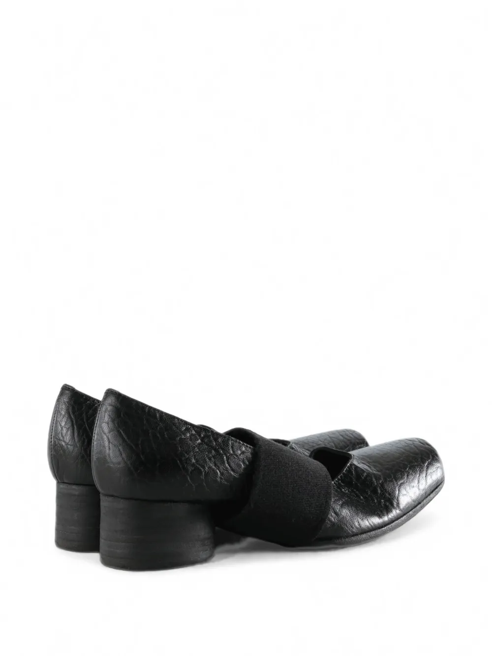 Uma Wang crinkled-effect block-heel ballet pumps Zwart