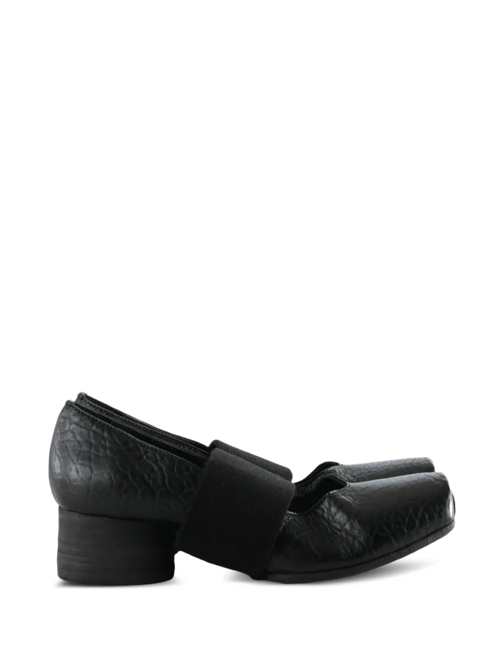 Uma Wang crinkled-effect block-heel ballet pumps Zwart