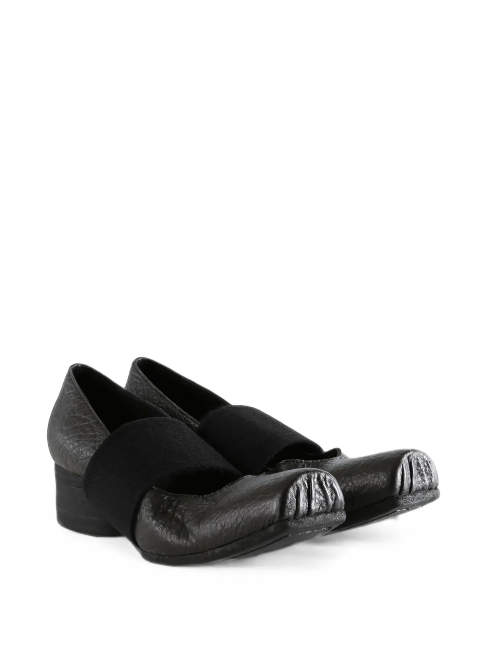 Uma Wang crinkled-effect elasticated-strap ballet flats Zwart