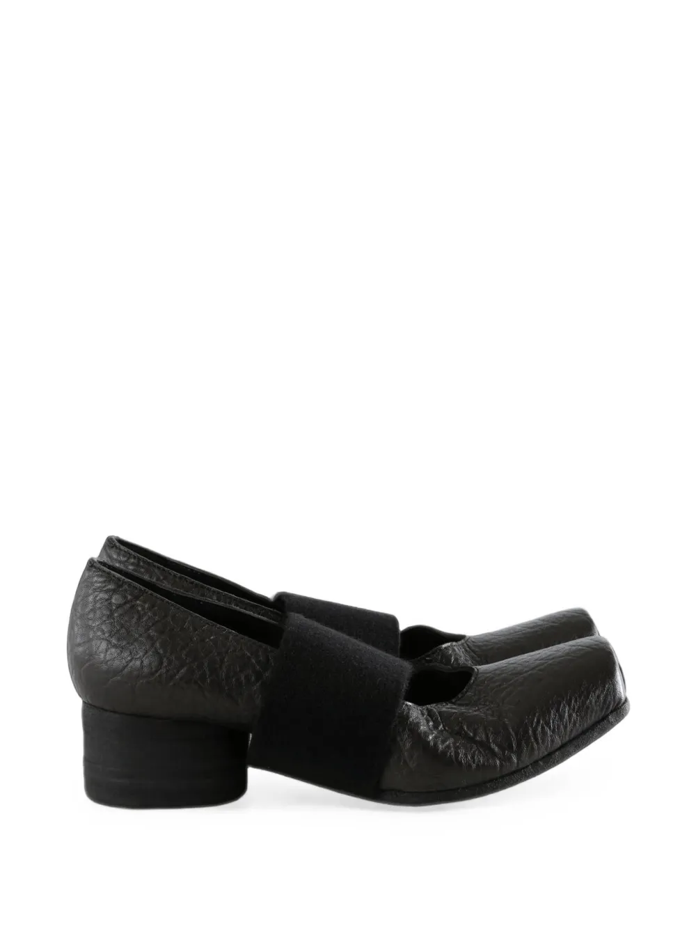 Uma Wang crinkled-effect elasticated-strap ballet flats - Nero