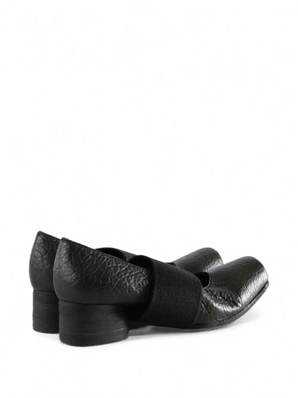 Uma Wang crinkled-effect elasticated-strap ballet flats Zwart