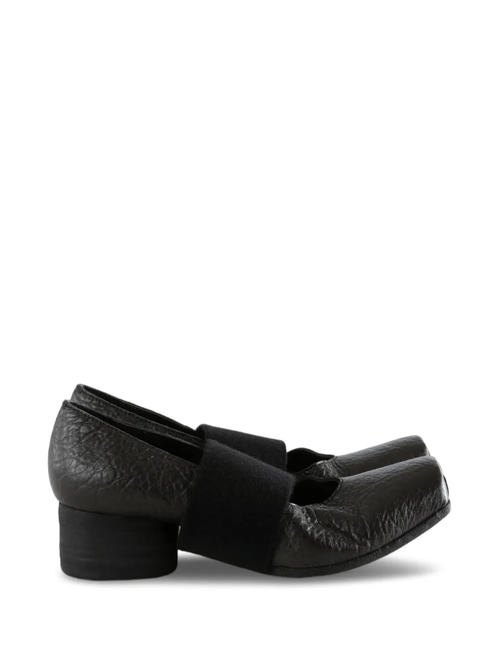 Uma Wang crinkled-effect elasticated-strap ballet flats Zwart