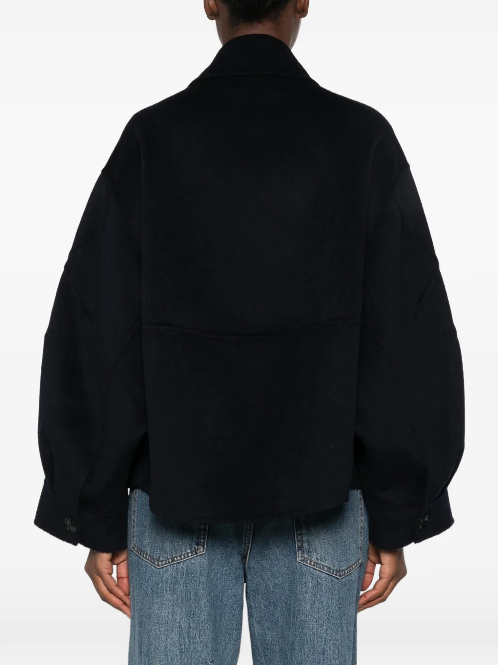 Erika Cavallini point-collar double-breasted jacket Blauw