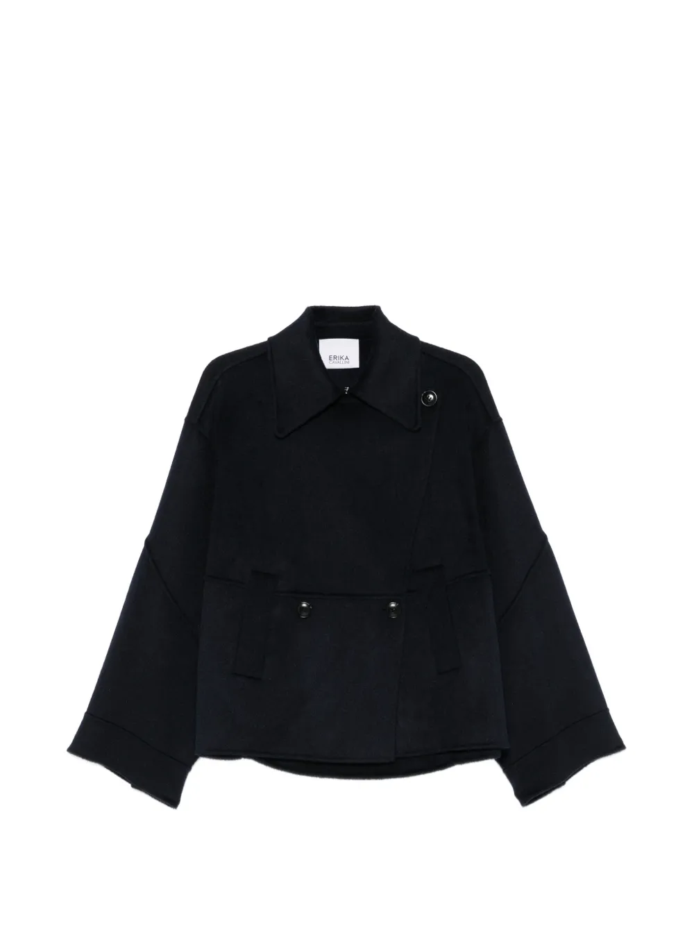 Erika Cavallini point-collar double-breasted jacket Blauw