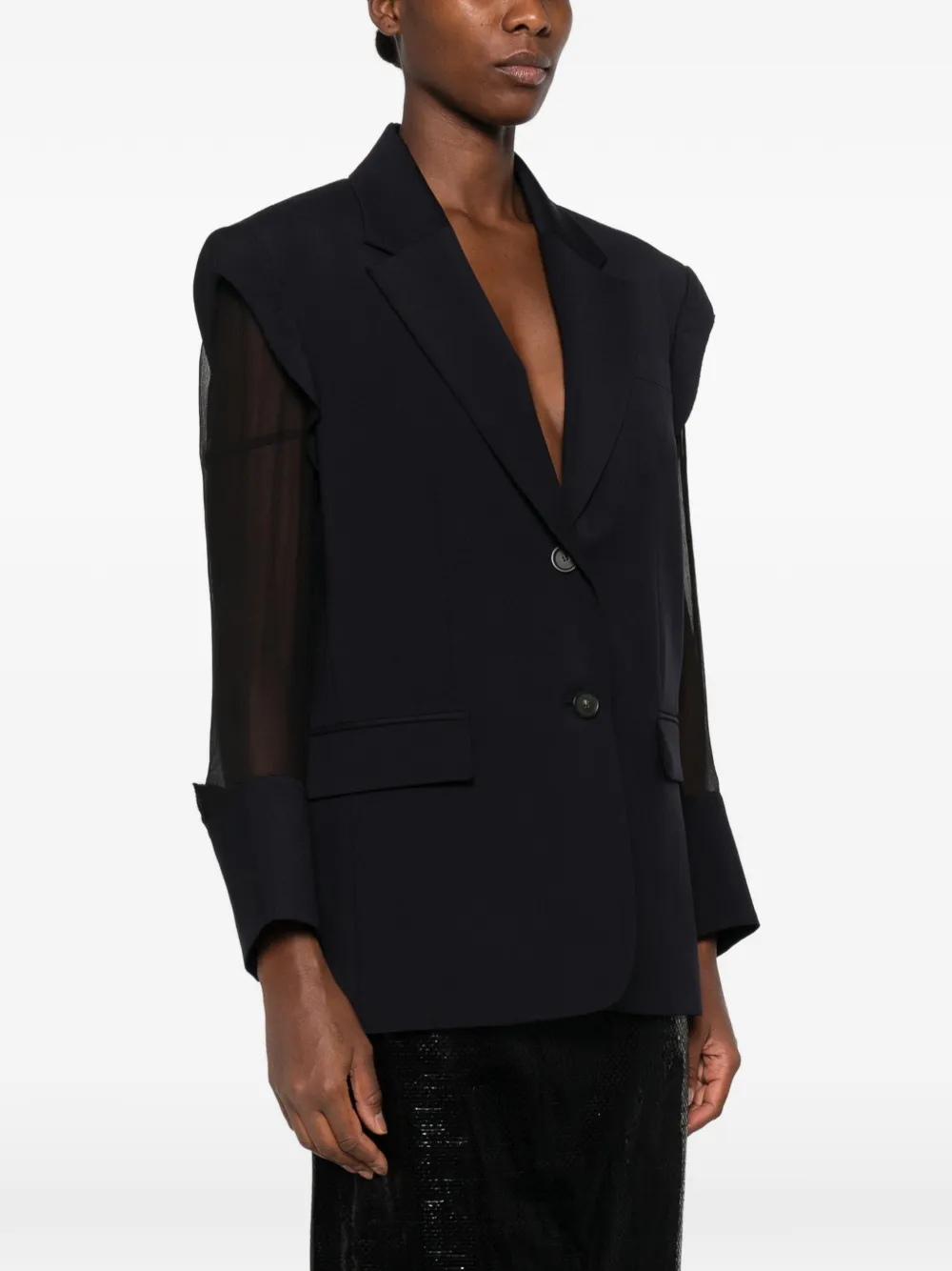 Erika Cavallini Blazer met doorzichtige mouwen Blauw