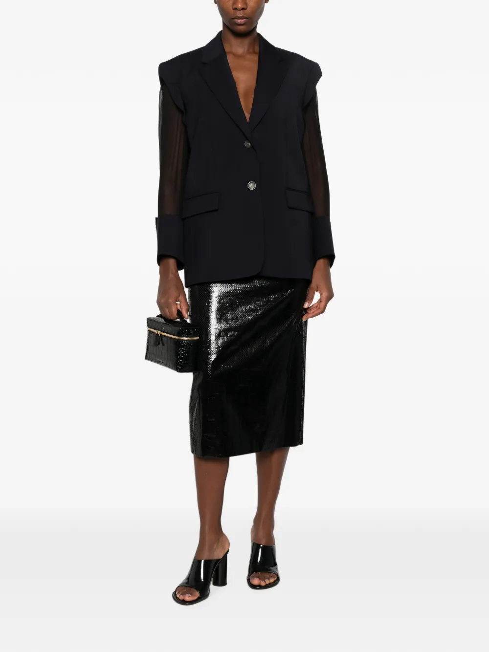 Erika Cavallini Blazer met doorzichtige mouwen Blauw