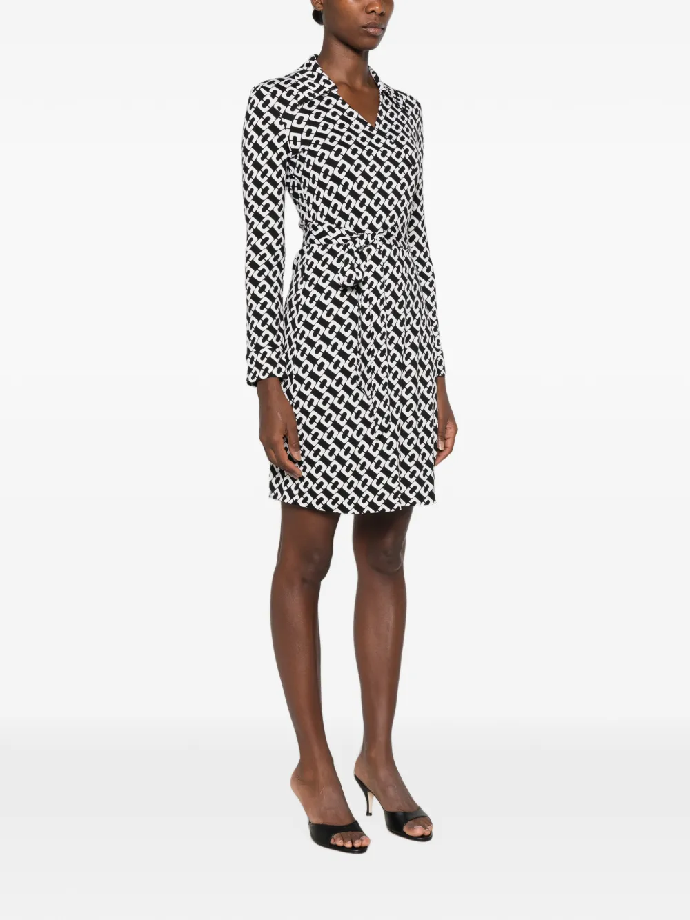 DVF Diane von Furstenberg New Jeanne wikkeljurk met schakelketting Zwart