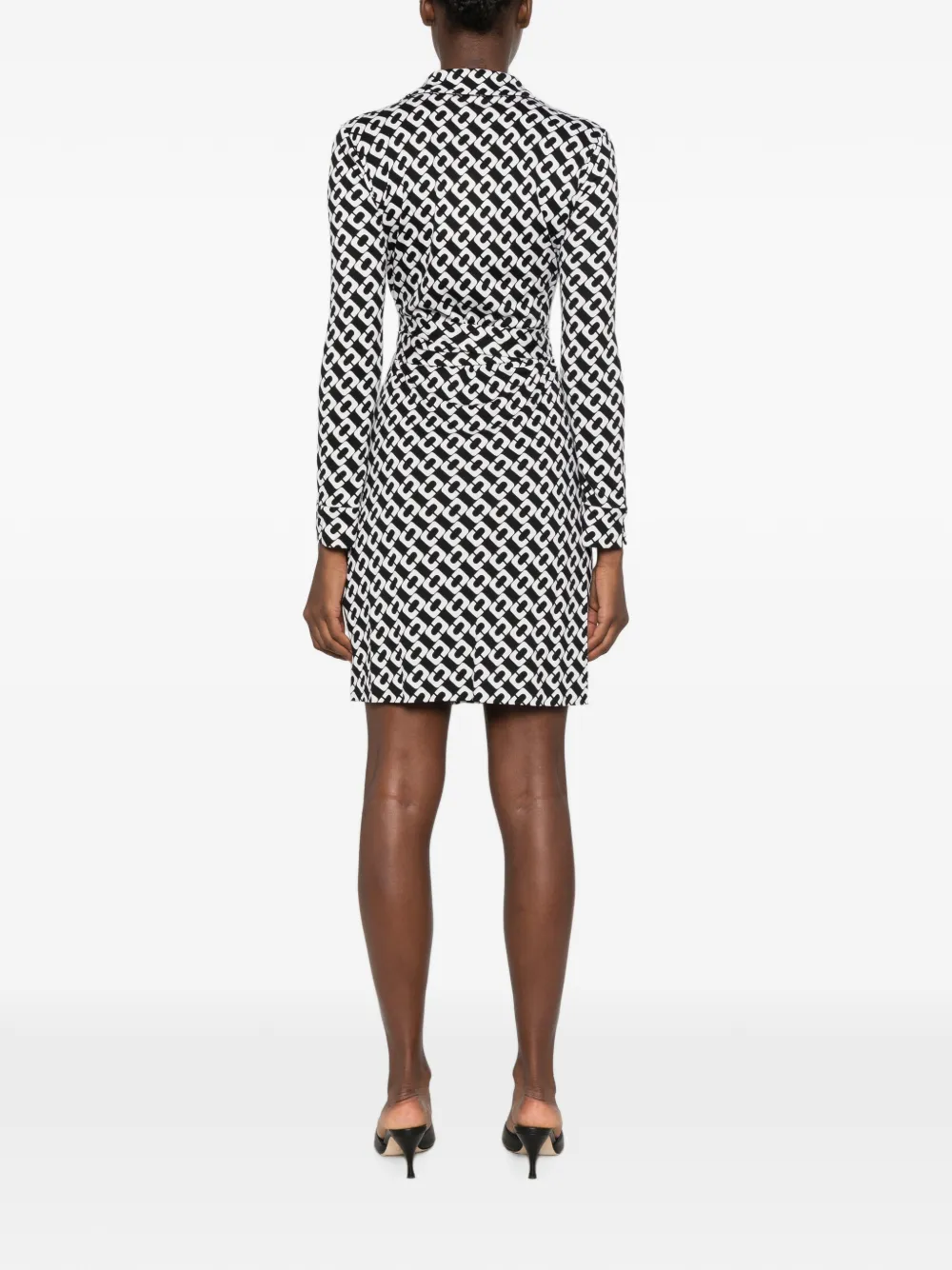 DVF Diane von Furstenberg New Jeanne wikkeljurk met schakelketting Zwart