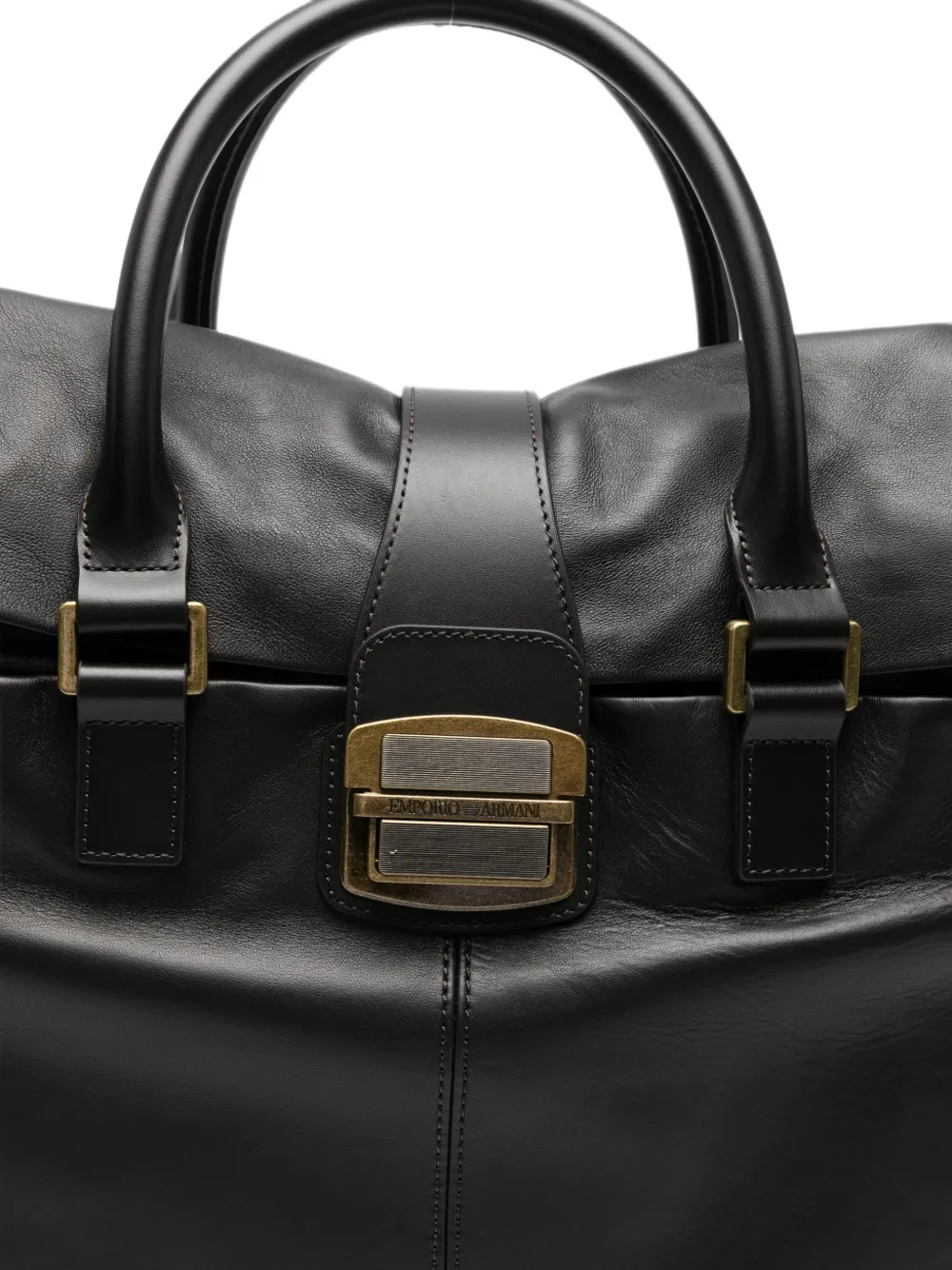 Emporio Armani Leren shopper met gespsluiting Zwart