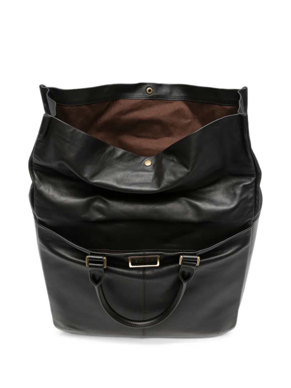 Emporio Armani Leren shopper met gespsluiting Zwart