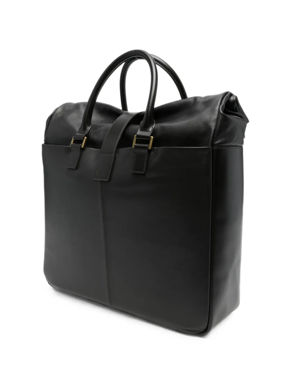 Emporio Armani Leren shopper met gespsluiting Zwart