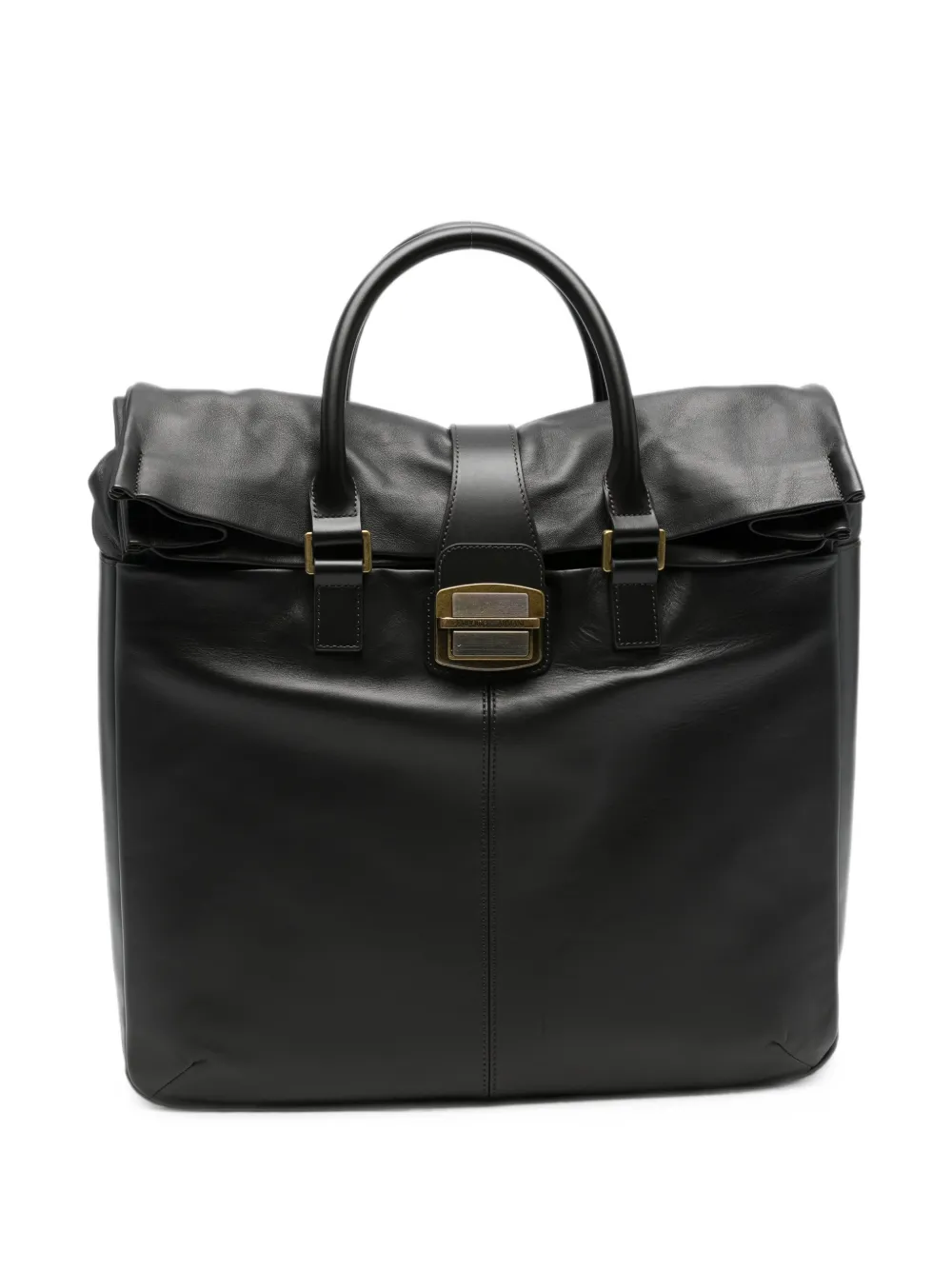 Emporio Armani leather buckle-fastening tote bag - Nero