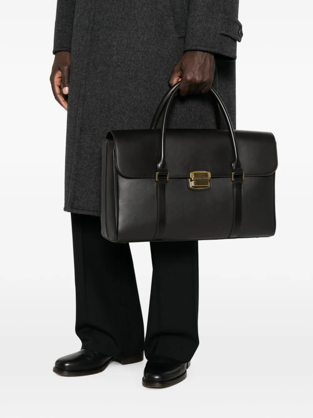Emporio Armani Leren shopper Zwart