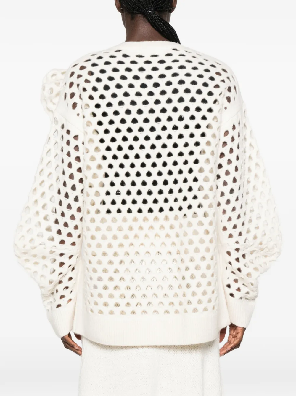 Blumarine Opengebreide trui met bloemapplicatie Wit