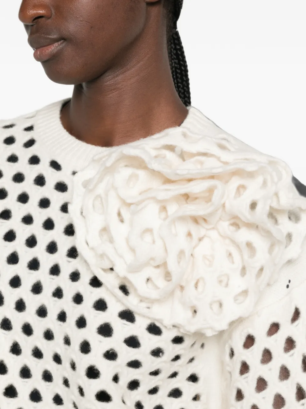 Blumarine Opengebreide trui met bloemapplicatie Wit