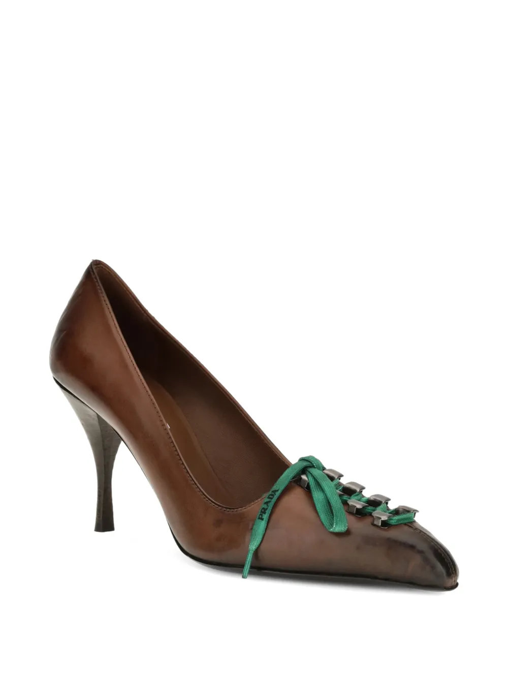 Prada antiqued leather pumps Bruin