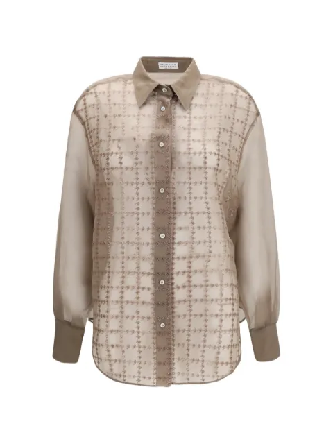 Brunello Cucinelli sequin-embellished checked shirt