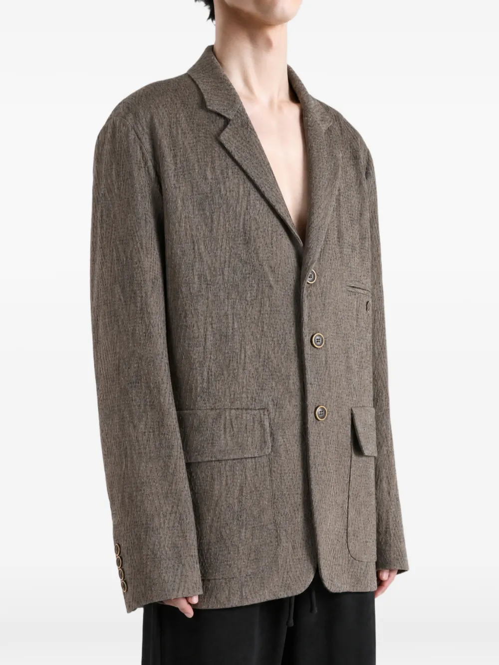 Uma Wang Jack met gekerfde revers en chevron-patroon Grijs