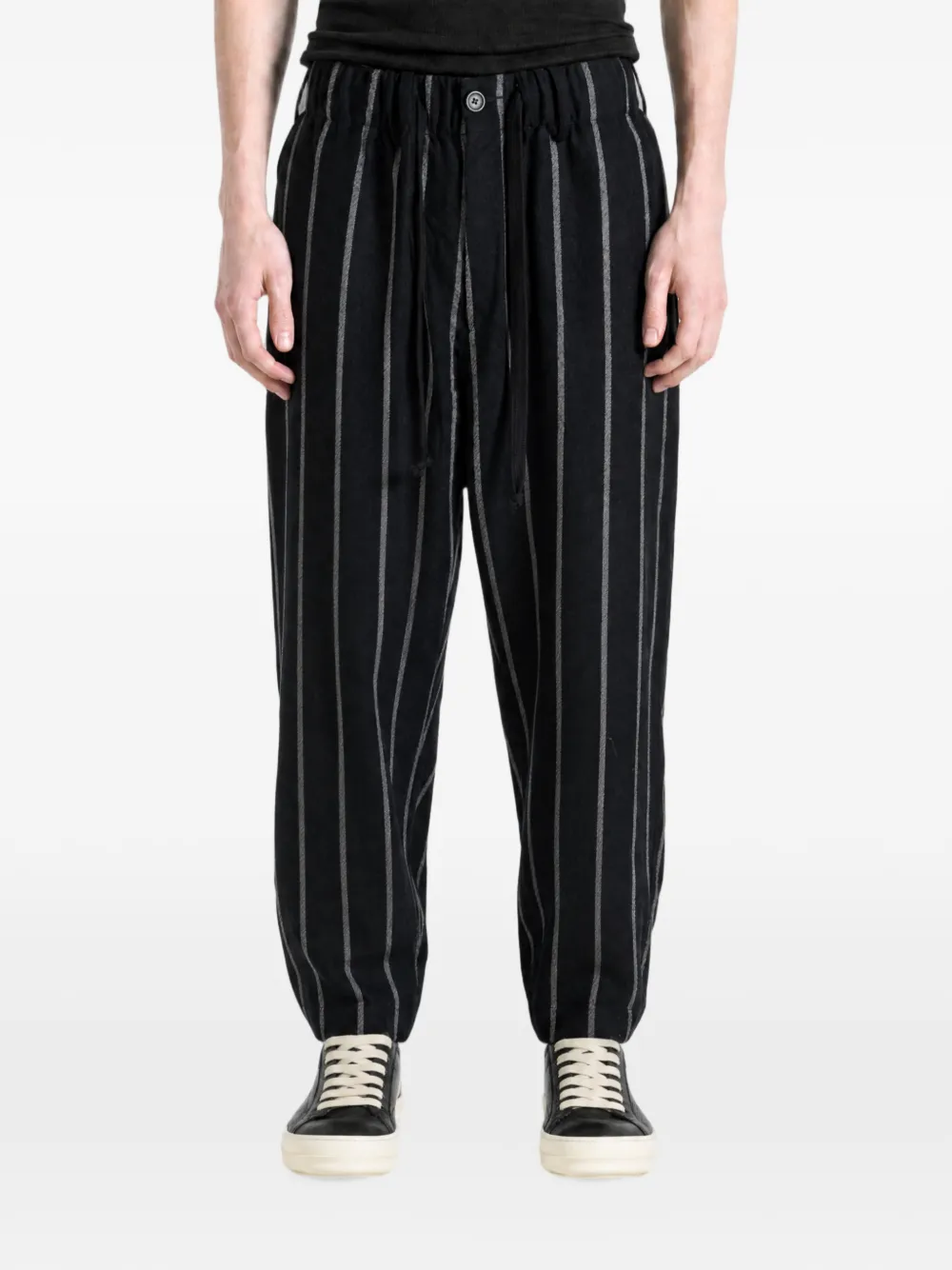 Uma Wang Broek met verticale streep en trekkoord Zwart