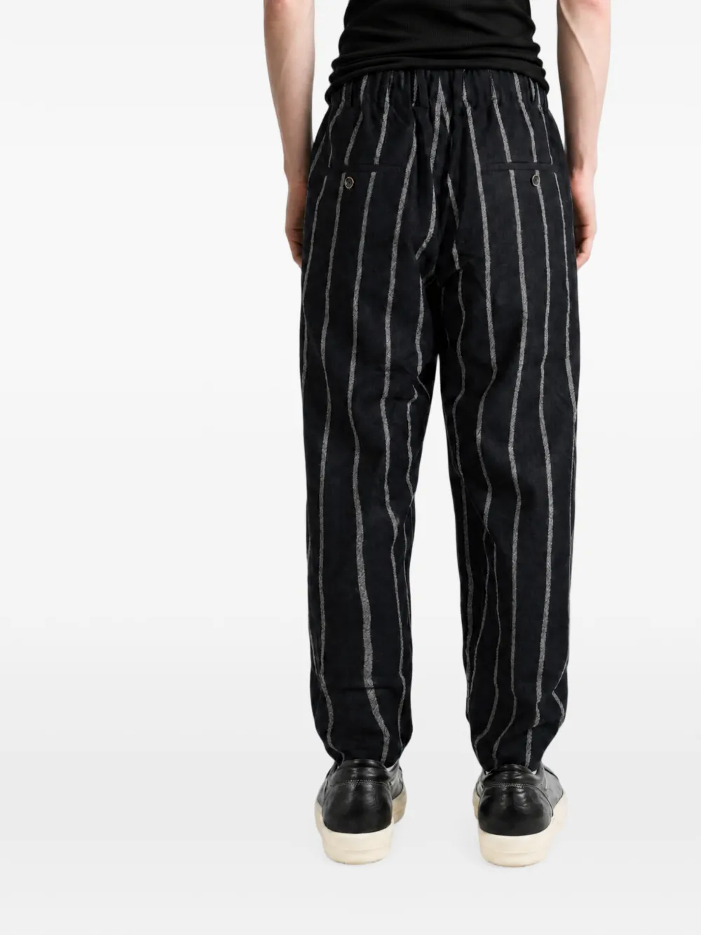 Uma Wang Broek met verticale streep en trekkoord Zwart