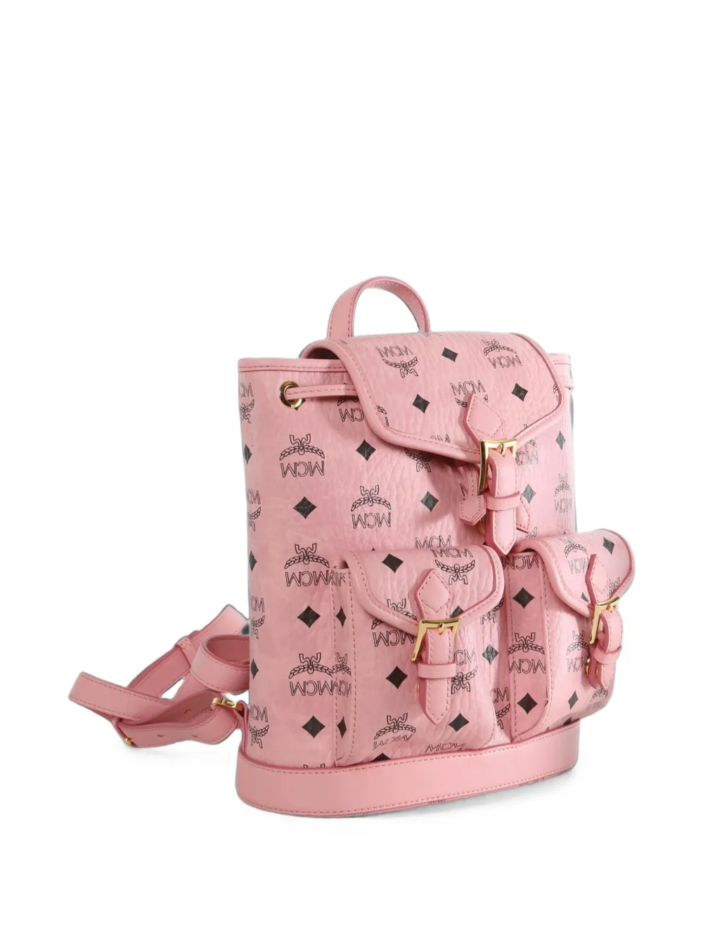 MCM Aren rugzak met logoprint en gesp Roze